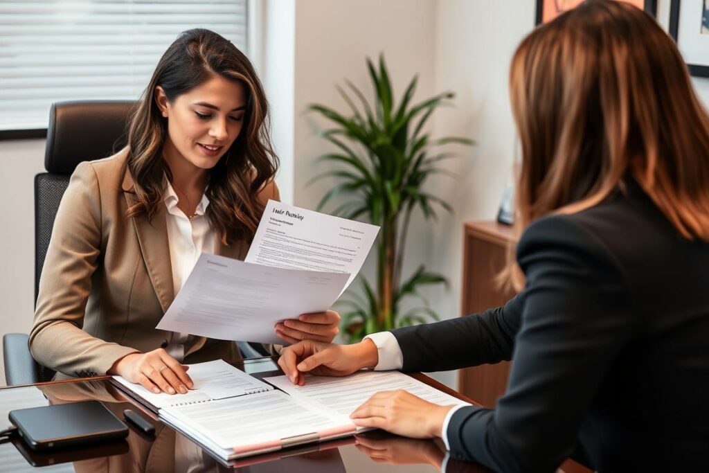 Cliente analisando contrato e valores de pacotes de depilação a laser