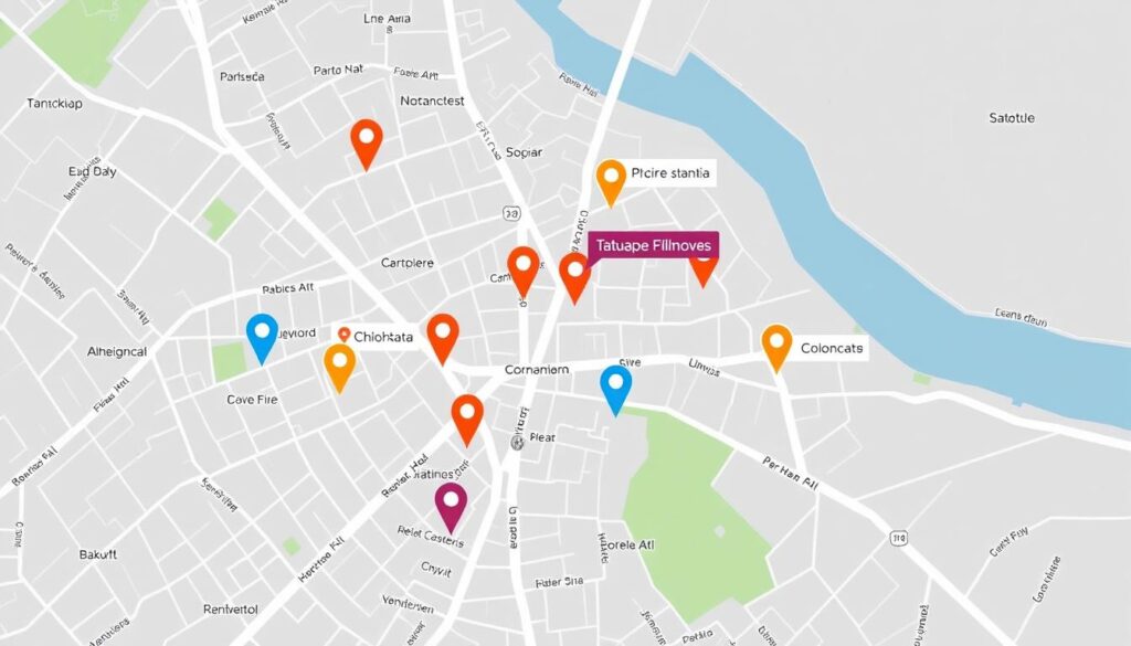 Mapa mostrando a localização das principais clínicas de depilação a laser no Tatuapé