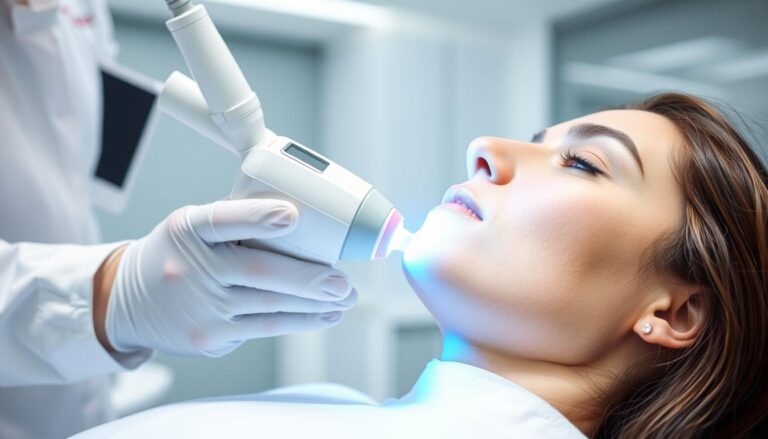 Procedimento de depilação a laser sendo realizado em clínica no Tatuapé