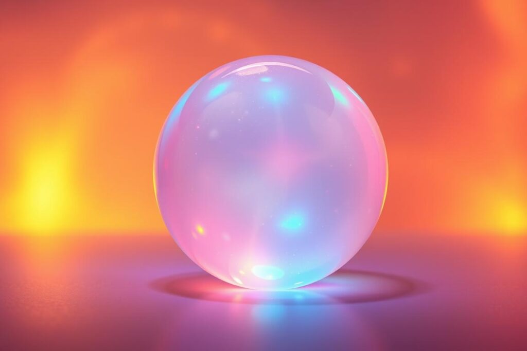 A vibrant, semi-transparent sphere of glowing, iridescent gel hovering against a luminous, ethereal backdrop. The gel pulses with an otherworldly bioluminescence, emitting a soft, radiant glow that reflects off a smooth, glossy surface. Wisps of translucent energy dance and swirl around the orb, creating a mesmerizing, dreamlike atmosphere. The scene is illuminated by a warm, diffused light that bathes the gel in a warm, golden hue, highlighting its captivating, otherworldly beauty. The composition is centered, with the glowing gel sphere as the focal point, drawing the viewer's eye to its captivating, hypnotic allure.